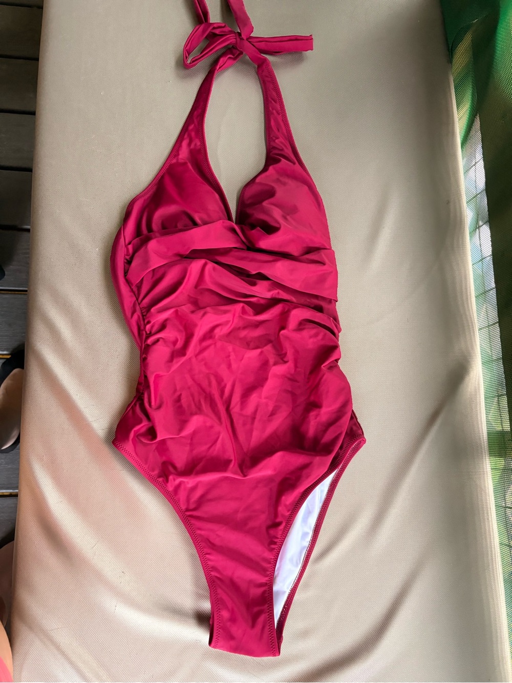 Hot Pink Ruched One-Piece Swimsuit